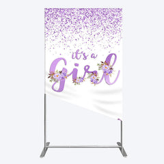 Aperturee - Aperturee Floral Lavender Sweet Girl Baby Shower Rectangle Backdrop