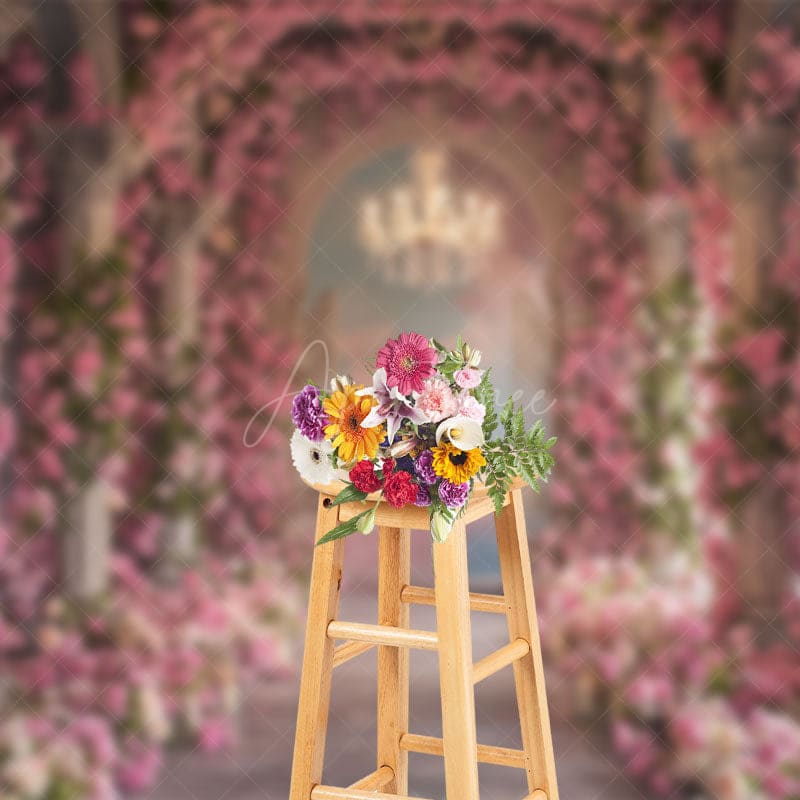 Aperturee - Aperturee Floral Light Auditorium Arch Door Wedding Backdrop