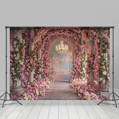 Aperturee - Aperturee Floral Light Auditorium Arch Door Wedding Backdrop