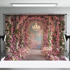 Aperturee - Aperturee Floral Light Auditorium Arch Door Wedding Backdrop