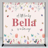 Aperturee - Aperturee Floral Little Bug Custom Name Baby Shower Backdrop