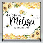 Aperturee - Aperturee Floral Little Honey Custom Name Baby Shower Backdrop