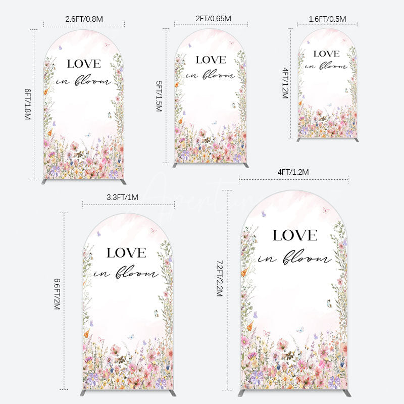 Aperturee - Aperturee Floral Love In Bloom Sweet Wedding Arch Backdrop
