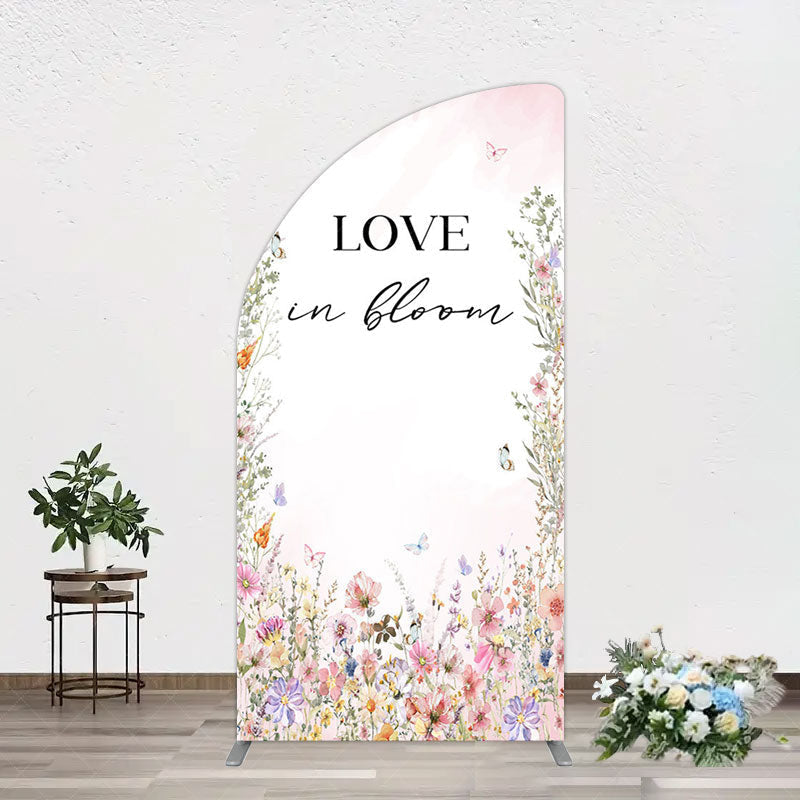 Aperturee - Aperturee Floral Love In Bloom Sweet Wedding Half Moon Arch Backdrop