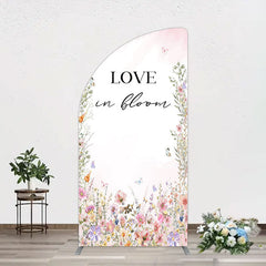 Aperturee - Aperturee Floral Love In Bloom Sweet Wedding Half Moon Arch Backdrop