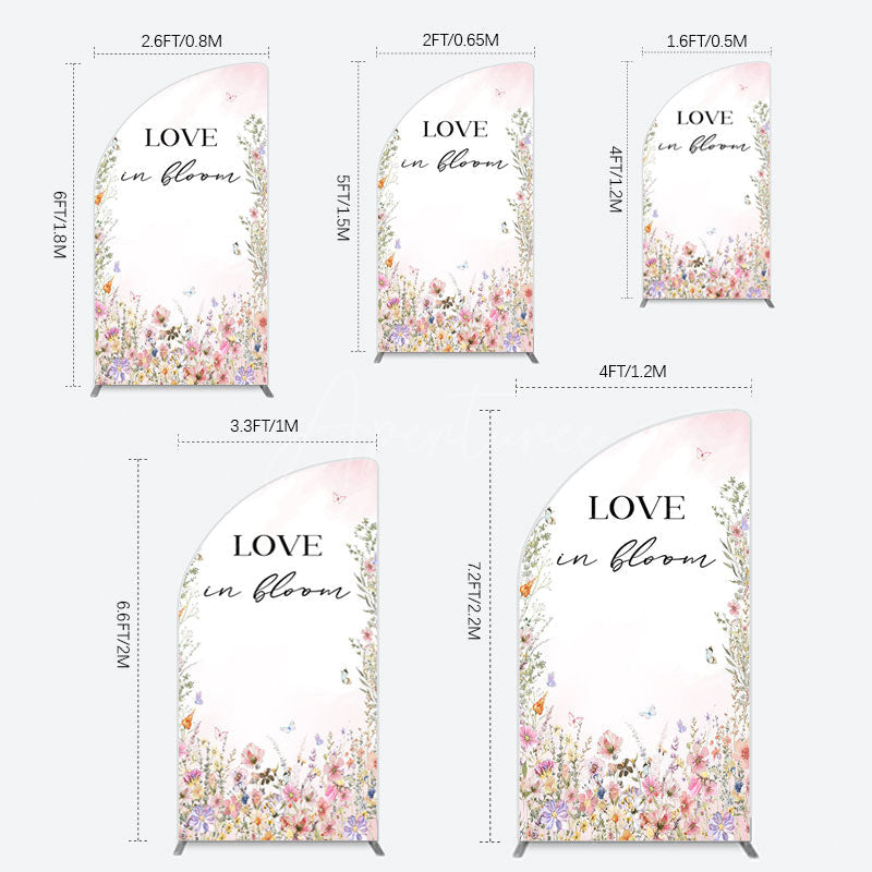 Aperturee - Aperturee Floral Love In Bloom Sweet Wedding Half Moon Arch Backdrop