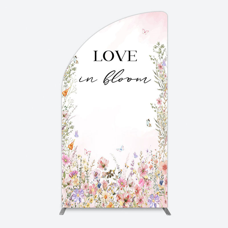 Aperturee - Aperturee Floral Love In Bloom Sweet Wedding Half Moon Arch Backdrop