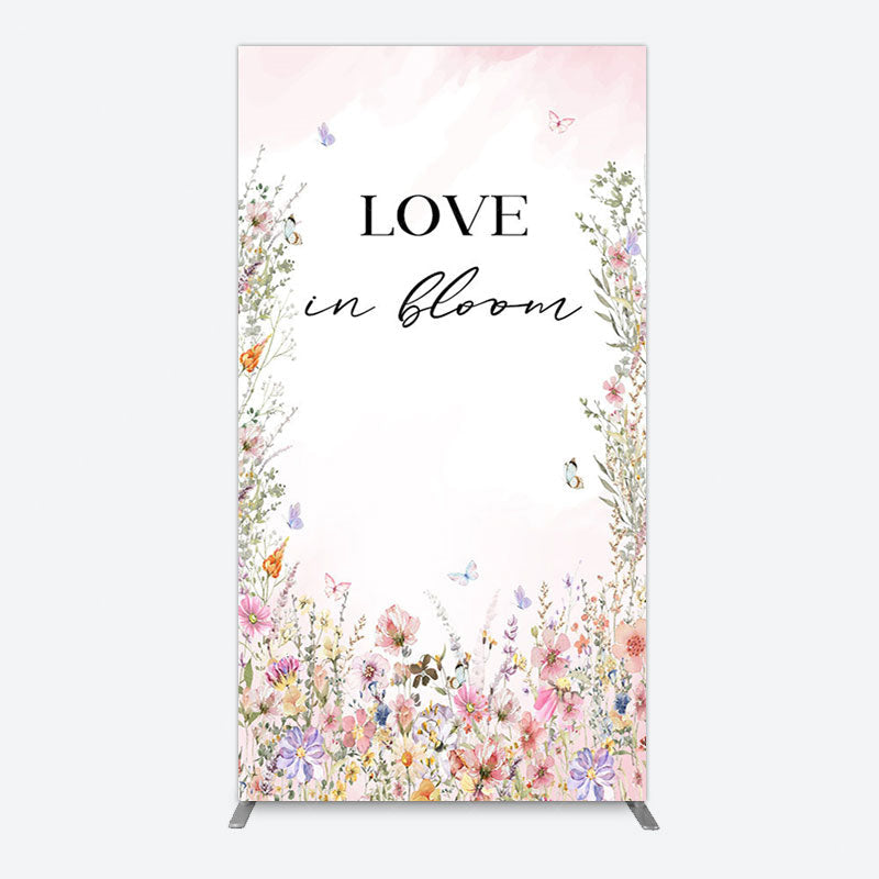 Aperturee - Aperturee Floral Love In Bloom Sweet Wedding Rectangle Backdrop