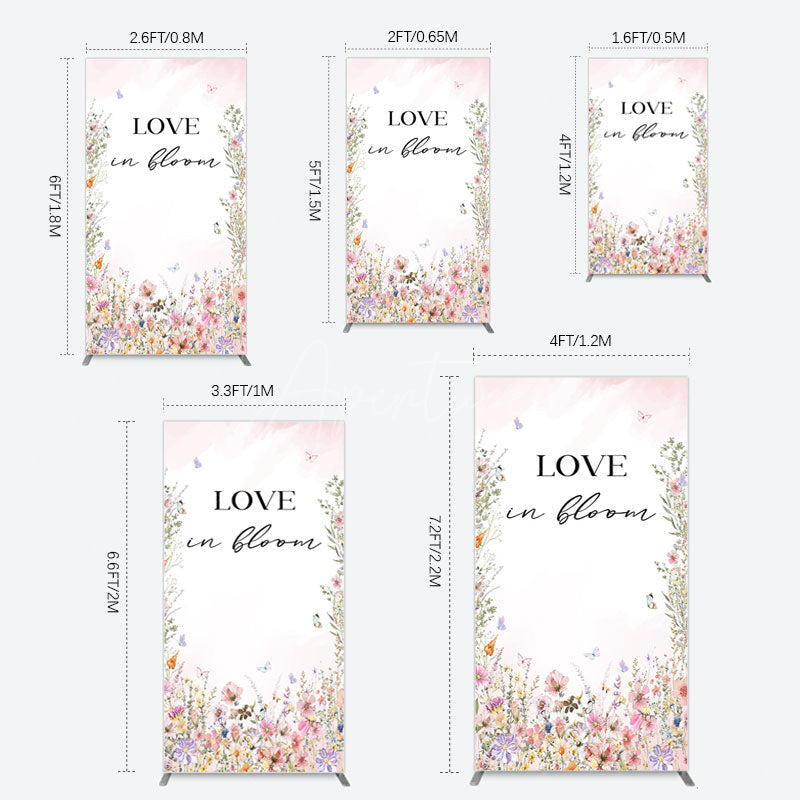 Aperturee - Aperturee Floral Love In Bloom Sweet Wedding Rectangle Backdrop