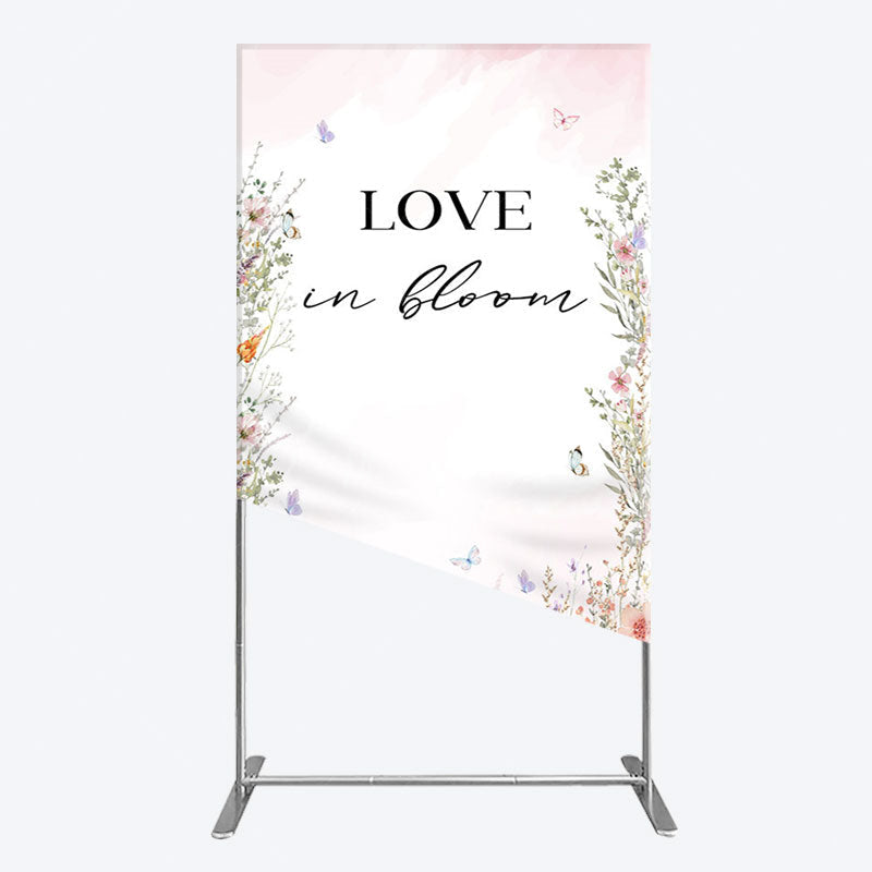 Aperturee - Aperturee Floral Love In Bloom Sweet Wedding Rectangle Backdrop
