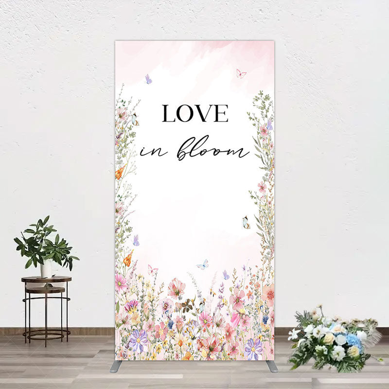 Aperturee - Aperturee Floral Love In Bloom Sweet Wedding Rectangle Backdrop