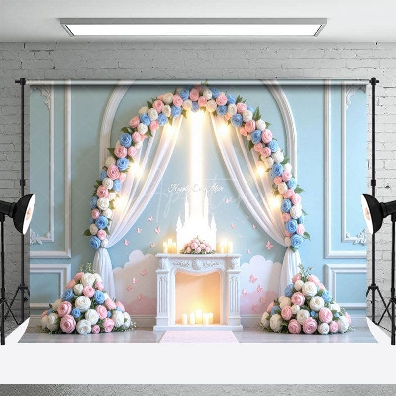 Aperturee - Aperturee Floral Magical Wedding Paradise Halo Castle Backdrop