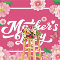 Aperturee - Aperturee Floral Mother’s Day Backdrop Pink Paper Flowers and White Frame Party Background