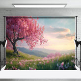 Aperturee - Aperturee Floral Mountain Green Grass Spring Photo Backdrop