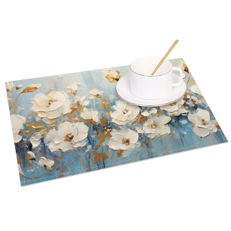 Aperturee - Aperturee Floral Oil Paintings Fine Art Set of 4 Placemats
