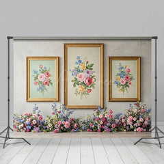 Aperturee - Aperturee Floral Painting Wall Elegant Sweet Wedding Backdrop