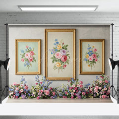 Aperturee - Aperturee Floral Painting Wall Elegant Sweet Wedding Backdrop