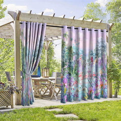 Aperturee - Aperturee Floral Painting Waterproof Printed Outdoor Curtains