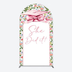 Aperturee - Aperturee Floral Pink Bachelor Cap She Did It Grad Arch Backdrop
