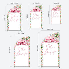 Aperturee - Aperturee Floral Pink Bachelor Cap She Did It Grad Half Moon Arch Backdrop