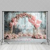Aperturee - Aperturee Floral Pink Balloon Arch Valentines Day Backdrop