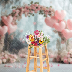 Aperturee - Aperturee Floral Pink Balloon Arch Valentines Day Backdrop