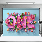 Aperturee - Aperturee Floral Pink First Birthday Cake Smash Photo Backdrop