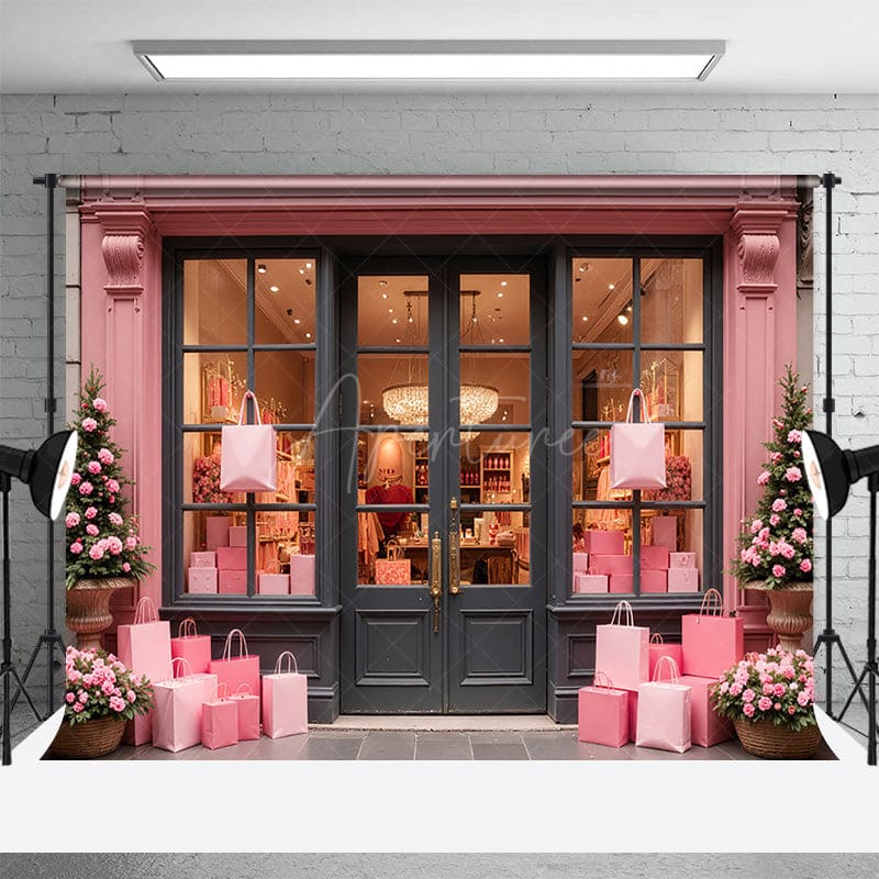 Aperturee - Aperturee Floral Pink French Gift Shop Photography Backdrop