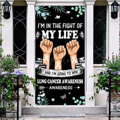 Aperturee - Aperturee Floral Plant Black Lung Cancer Awwareness Door Cover