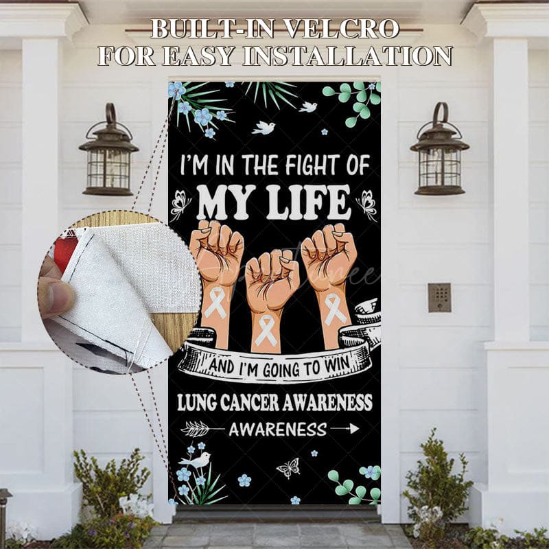 Aperturee - Aperturee Floral Plant Black Lung Cancer Awwareness Door Cover