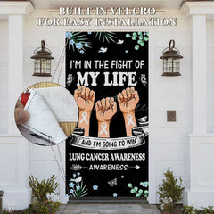 Aperturee - Aperturee Floral Plant Black Lung Cancer Awwareness Door Cover