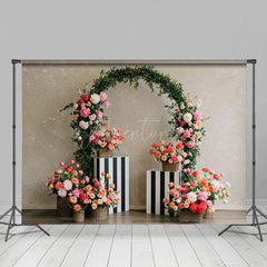 Aperturee - Aperturee Floral Plant Circular Arch Sweet Wedding Backdrop
