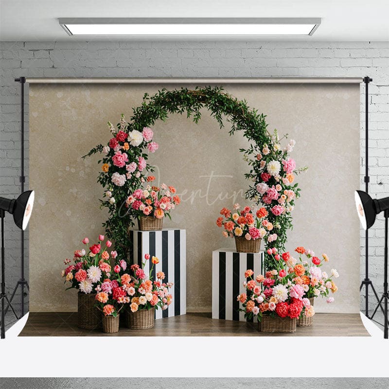 Aperturee - Aperturee Floral Plant Circular Arch Sweet Wedding Backdrop
