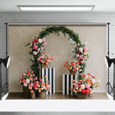 Aperturee - Aperturee Floral Plant Circular Arch Sweet Wedding Backdrop