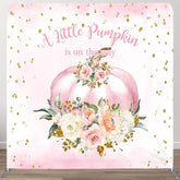 Aperturee - Aperturee Floral Pumpkin Baby Shower Square Tension Backdrop