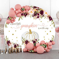 Aperturee Aperturee Floral Pumpkin On The Way Baby Shower Round Backdrop