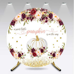 Aperturee Aperturee Floral Pumpkin On The Way Baby Shower Round Backdrop