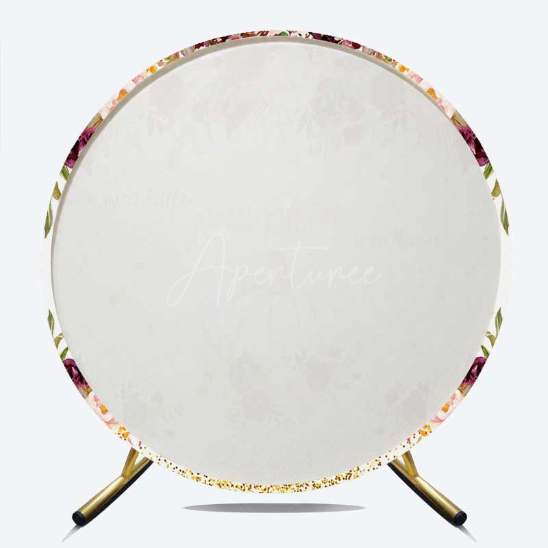 Aperturee Aperturee Floral Pumpkin On The Way Baby Shower Round Backdrop