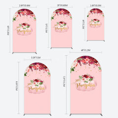 Aperturee - Aperturee Floral Pumpkin Sweet Pink Baby Shower Arch Backdrop