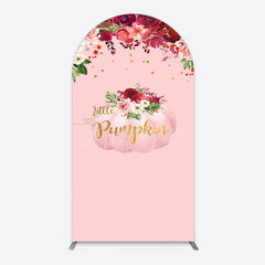 Aperturee - Aperturee Floral Pumpkin Sweet Pink Baby Shower Arch Backdrop