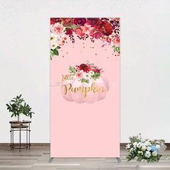 Aperturee - Aperturee Floral Pumpkin Sweet Pink Baby Shower Rectangle Backdrop