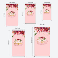 Aperturee - Aperturee Floral Pumpkin Sweet Pink Baby Shower Rectangle Backdrop