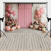 Aperturee - Aperturee Floral Pumpkin Wooden Stripes Combo Set Backdrop
