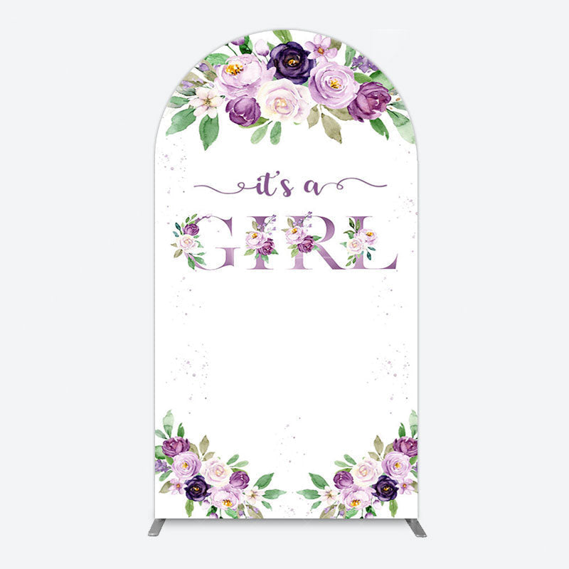 Aperturee - Aperturee Floral Purple Series Girl Baby Shower Arch Backdrop