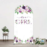 Aperturee - Aperturee Floral Purple Series Girl Baby Shower Arch Backdrop