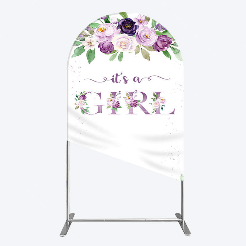 Aperturee - Aperturee Floral Purple Series Girl Baby Shower Arch Backdrop