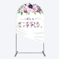 Aperturee - Aperturee Floral Purple Series Girl Baby Shower Arch Backdrop