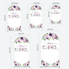 Aperturee - Aperturee Floral Purple Series Girl Baby Shower Arch Backdrop