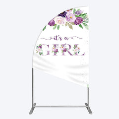 Aperturee - Aperturee Floral Purple Series Girl Baby Shower Half Moon Arch Backdrop