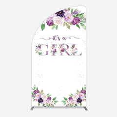 Aperturee - Aperturee Floral Purple Series Girl Baby Shower Half Moon Arch Backdrop